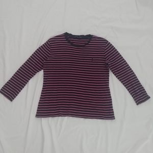 Ralph Lauren Sport Women's Pink/Black striped 3/4 Sleeve T Shirt Small/Medium